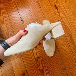NWT Everlane Day Heel Mule, Natural Suede Size 7